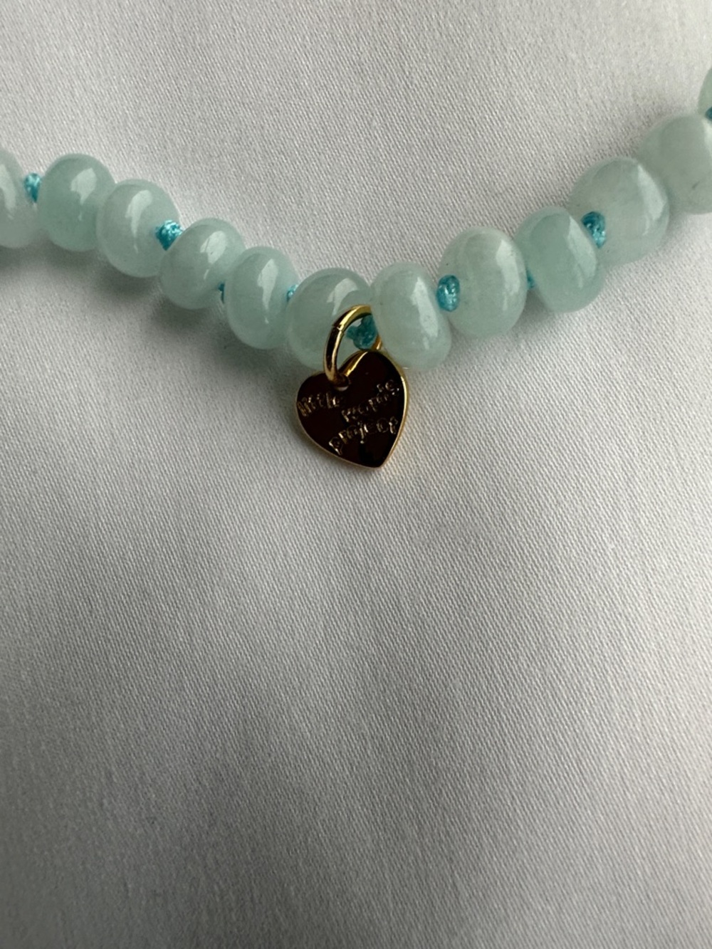 Little Words Project Aqua/Blue Beaded Necklace with Gold Ring Mother’s Day gift - Picture 6 of 6